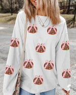 Pumpkin + Pink Bows Corded Tee