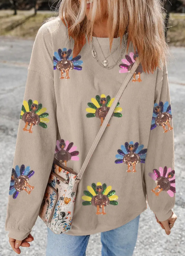 Gobble Gobble Sequin Corded Tee