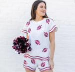 Alabama Sequin Football Short Set (Crimson/White)