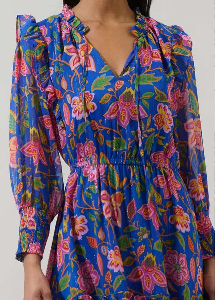 Blue Harvest Bloom Mini Dress