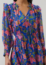 Blue Harvest Bloom Mini Dress