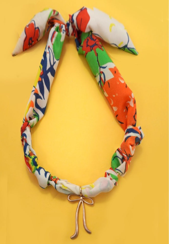 Sunset Bow Scarf‑Charm Necklace