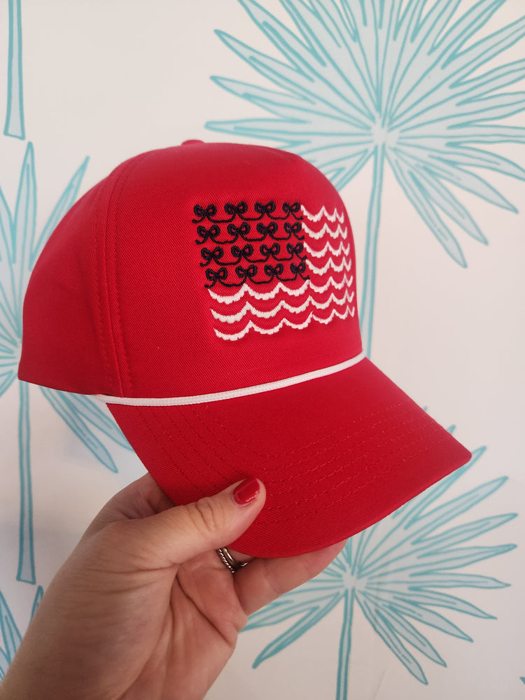 Red, White and Bow Trucker Hat