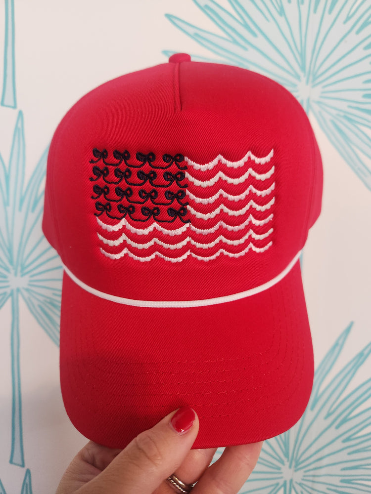 Red, White and Bow Trucker Hat