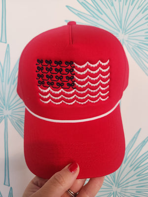Red, White and Bow Trucker Hat