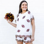 FSU Sequin Football Short Set (Garnet/Gold)