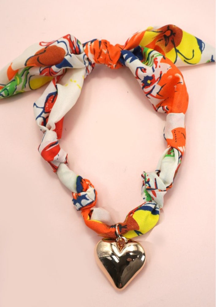 Sunset Heart Scarf‑Charm Necklace