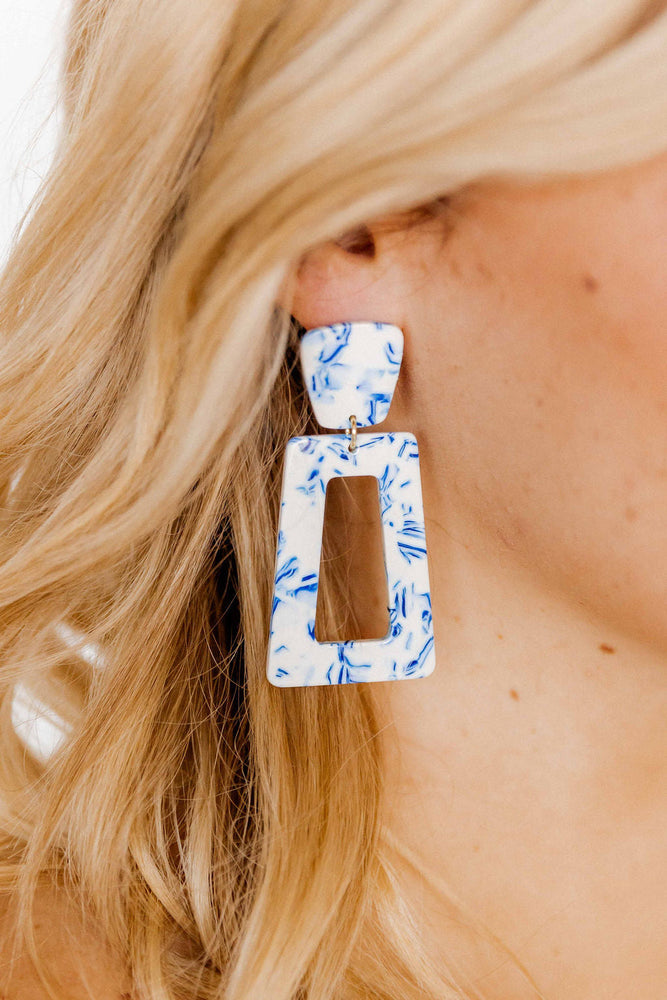 Kenndy Earrings in Chinoiserie Print