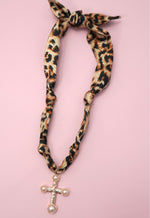 Leopard Print Scarf Charm Necklace