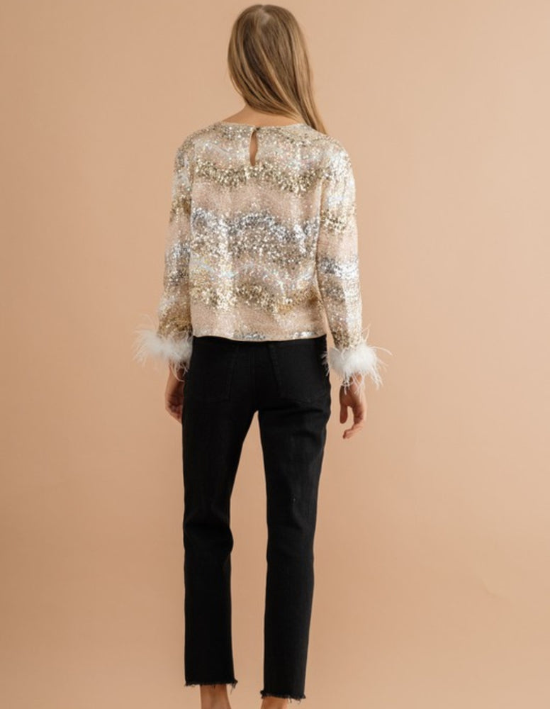 Sparkle and Shine Feather Top