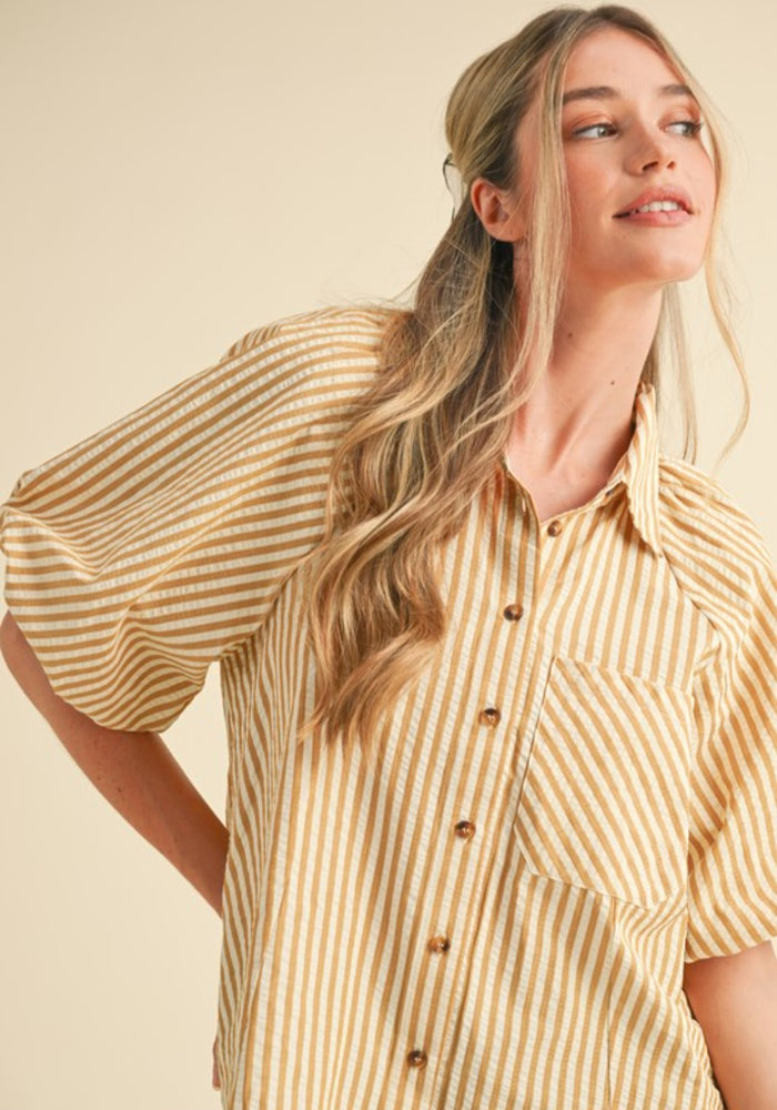 Harvest Stripes Button Down Top