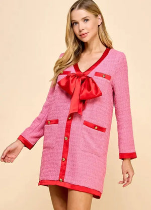 Bow-tiful Holiday Tweed Dress