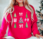 Hot Pink Festive Trees & Bows Christmas Sweatshirt