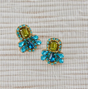 Pretty Little Teal Gem Earrings