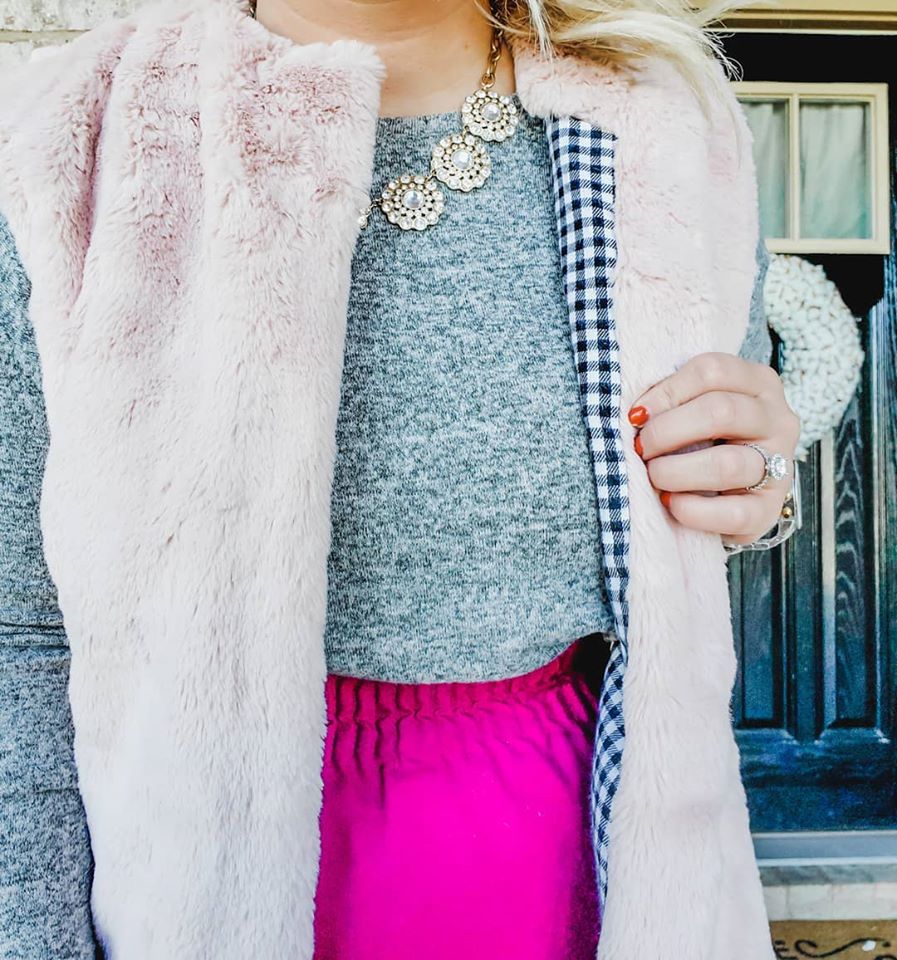 Blush and Gingham Vest