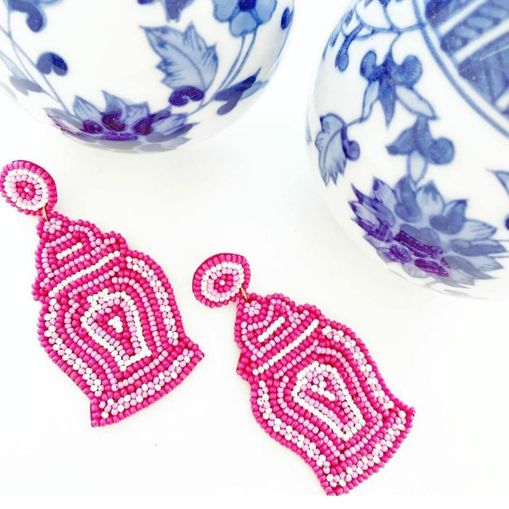 Pink Ginger Jar Earrings